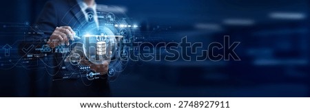 Big Data, Data analyst using digital tablet online connect Big Data processing massive datasets, advanced analytics, global networking, business intelligence and decision support.