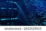 Big Data Analytics Neural Network Data Flow Visualization, AI Machine Learning, Quantum Computing, Binary Code Digital Grid, Futuristic Artificial Intelligence Technology Abstract Background