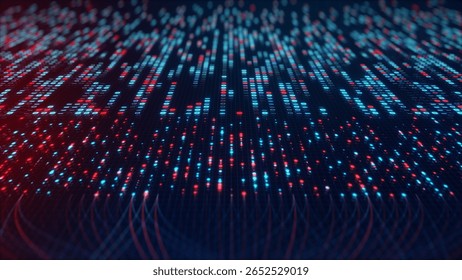 Big Data Analytics Neural Network Data Flow Visualization, AI Machine Learning, Quantum Computing, Binary Code Digital Grid, Futuristic Artificial Intelligence Technology Abstract Background