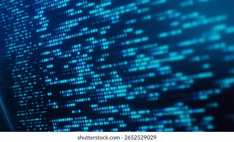 Big Data Analytics Neural Network Data Flow Visualization, AI Machine Learning, Quantum Computing, Binary Code Digital Grid, Futuristic Artificial Intelligence Technology Abstract Background