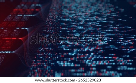 Big Data Analytics Neural Network Data Flow Visualization, AI Machine Learning, Quantum Computing, Binary Code Digital Grid, Futuristic Artificial Intelligence Technology Abstract Background