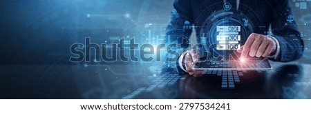 Big Data analytics platform. Data scientist using tablet to process massive information sets and complex network patterns. Advanced statistical visualization and scalable storage solutions.