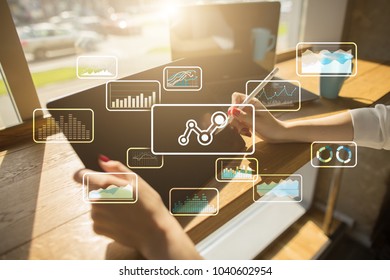 Big data analytics process management. Business and technology concept.