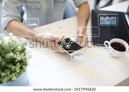 Big data analytics process management. Business and technology concept.