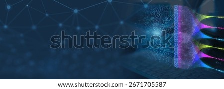 Big data and artificial intelligence. Data science, machine learning, analytics, and visualization of complex information for business and technology.