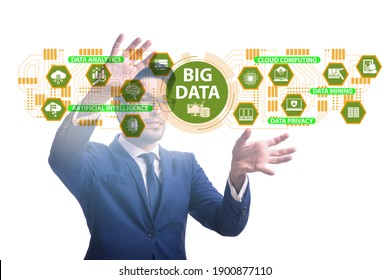 Big Data Concept With Businessman Pressing Virtual Button