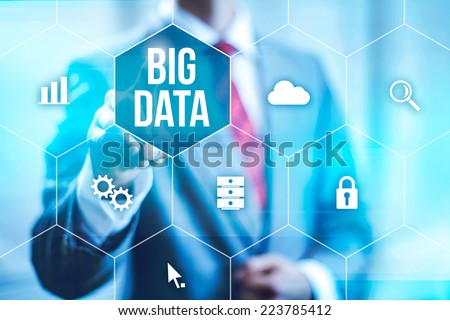 Big data concept man selecting and pressing Big Data symbol