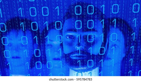 Big data cyber security, binary background