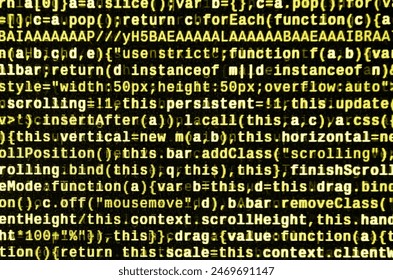 Big data and Internet of things trend. IT specialist workplace. Website HTML Code on the Laptop Display Closeup Photo. Big data storage and cloud computing representation