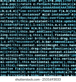Big data and Internet of things trend. IT specialist workplace. Website HTML Code on the Laptop Display Closeup Photo. Big data storage and cloud computing representation