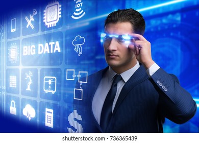Big data modern computing concept with businessman