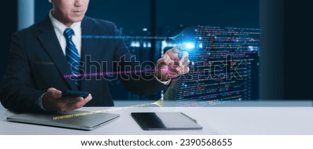 Big Data science, related technologies. Data scientists calculate, analyze, display complex data streams using computers. Artificial intelligence, machine learning, data mining, business analytics.