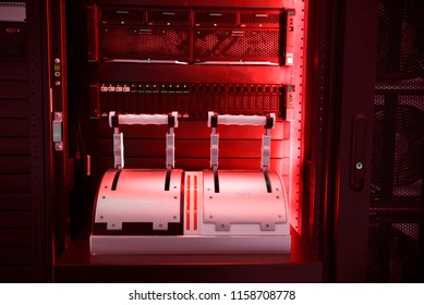Big data server cloud hardware in red light