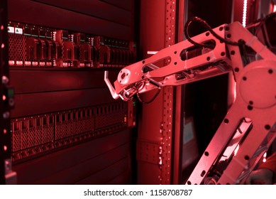 Big data server cloud hardware in red light