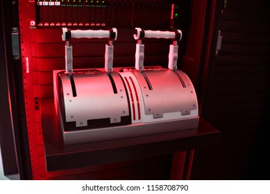 Big data server cloud hardware in red light