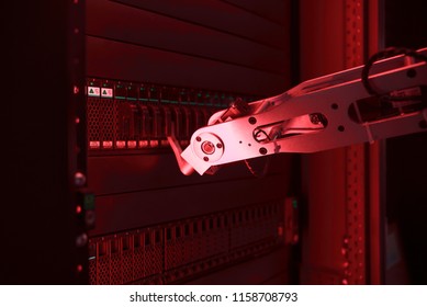 Big data server cloud hardware in red light
