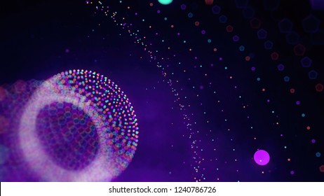 Big data sphere visualization with text. HUD wireframe mesh sphere with dot and lines. Visual data infographics design. Science technology. Digital Data. Analysis of information.