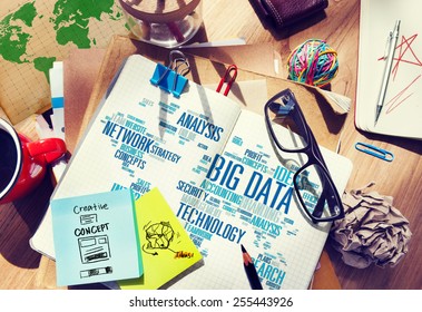 Big Data Storage Information World Map Concept