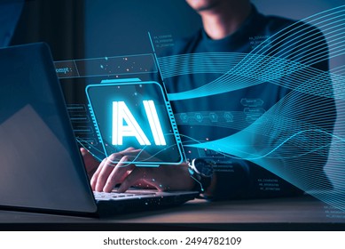 The Big data technology, analysing and visualizing complex data technology smart artificial intelligence technology, and innovation futuristic and global connection for providing access to information