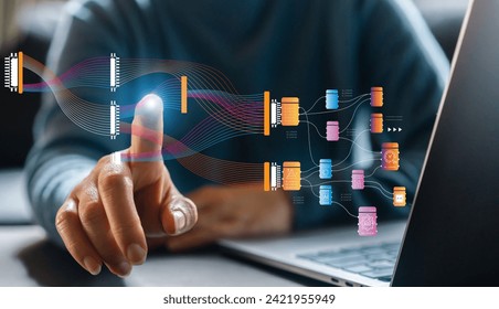 Big data technology and business analytics, Data Mining, business, innovation futuristic AI to process data, data science, artificial intelligence, analyzing and visualizing complex digital network
