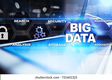Big data technology and internet concept on the virtual screen.