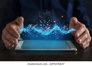big data visualisation, data science, digital graph wave 