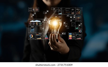 A big data visualization and business analytics dashboard grid. A complex collection of charts and graphs for comprehensive company reporting. Motif