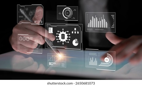 Big data visualization dashboard showing analytics, insights, and performance. Data supports decisions, data reveals trends, data powers analytics, and transforms strategy. Latch