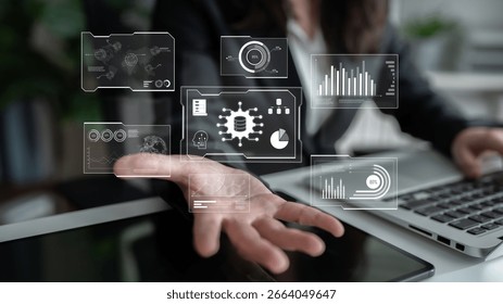 Big data visualization dashboard showing analytics, insights, and performance. Data supports decisions, data reveals trends, data powers analytics, and transforms strategy. Latch