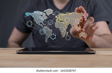 Big data visualization. Network connection structure network