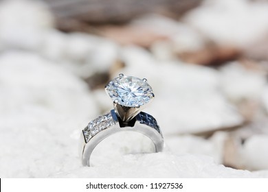 Big Diamond Ring On A Stone Background