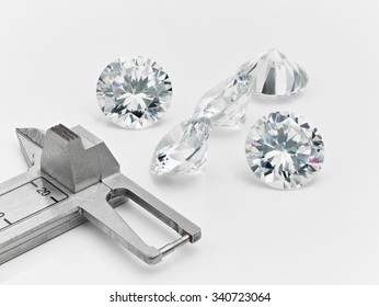 Big Diamonds with Measuring Tool  - Shutterstock ID 340723064