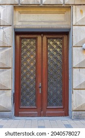 Big Double Doors With Glass Building Entrance