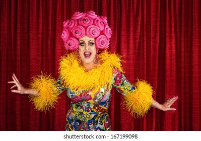 Big drag queen performing a song in theater - Shutterstock ID 167199098