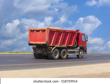 Big Dump Truck Goes On Highway