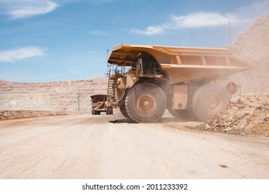 Big Dump Trucks At An Open-pit Copper Mine In Peru.