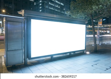 A Big Empty Blank Billboard During Night