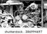 Big engine black and white background