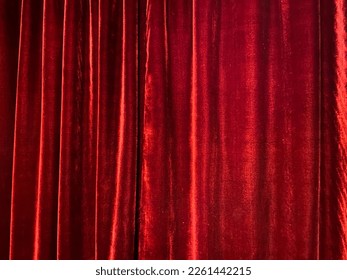 Big event red velvet curtains background, closeup - Shutterstock ID 2261442215