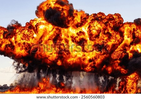 Big Explosive Wall of Fire Explosion Fire Details