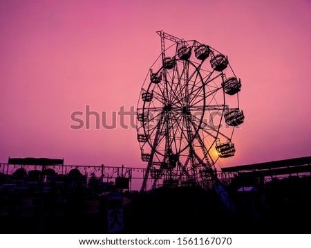 Big Fair Wheel with Red Background