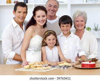 Big Family Baking In The Kitchen