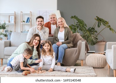 Big Family Spending Time Together At Home