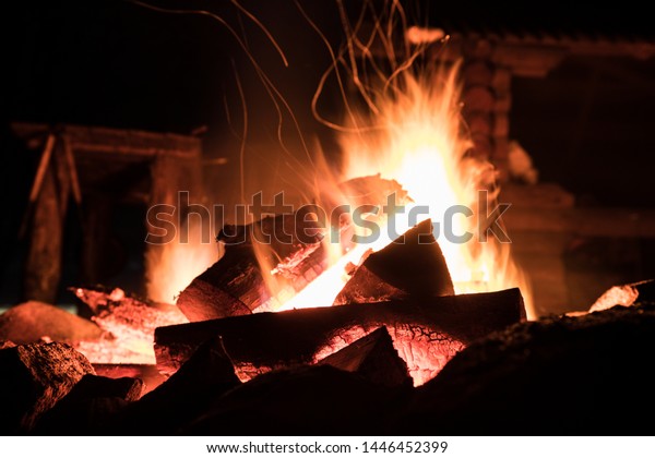 Big Fire Fire Pit Woods Stock Photo Edit Now 1446452399