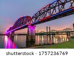 The Big Four Bridge across the Ohio River between Louisville, Kentucky and Jeffersonville, Indiana