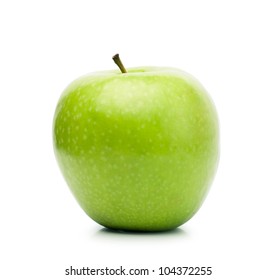 Big fresh green apple isolated over white background