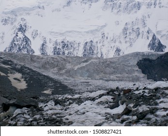 Big glacier. Akkem Valley. In the background is Belukha Mountain. Russia, Siberia, Altai, Katunsky ridge