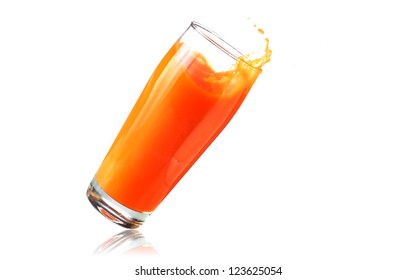 Big Glass Of Orange Juice Falling Over