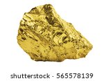 Big golden nugget isolated on white background