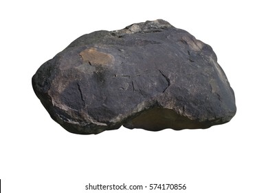 Big granite rock stone, isolated on white background
